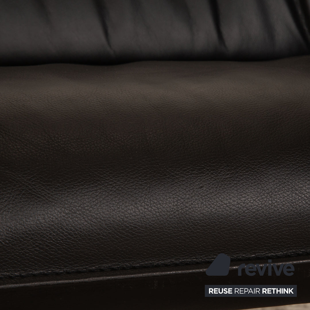 Leolux Tango Leder Zweisitzer Schwarz Sofa Couch manuelle Funktion