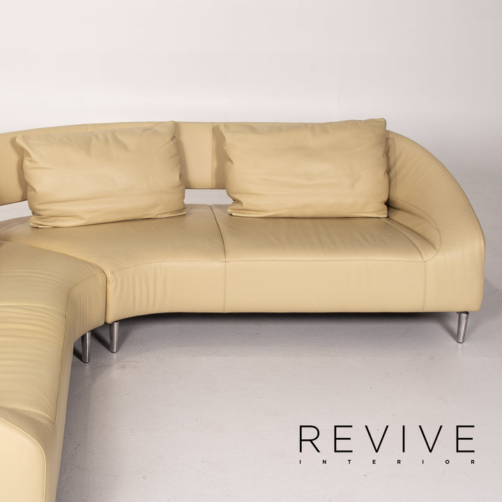 Leolux Vol de Reve Leder Ecksofa Beige Vanille Sofa Couch #13842
