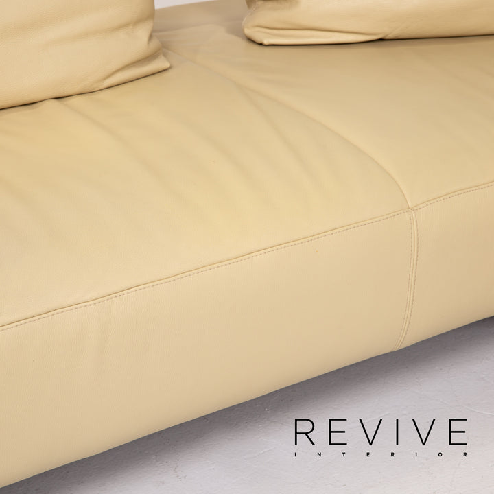 Leolux Vol de Reve Leather Corner Sofa Beige Vanilla Sofa Couch #13842