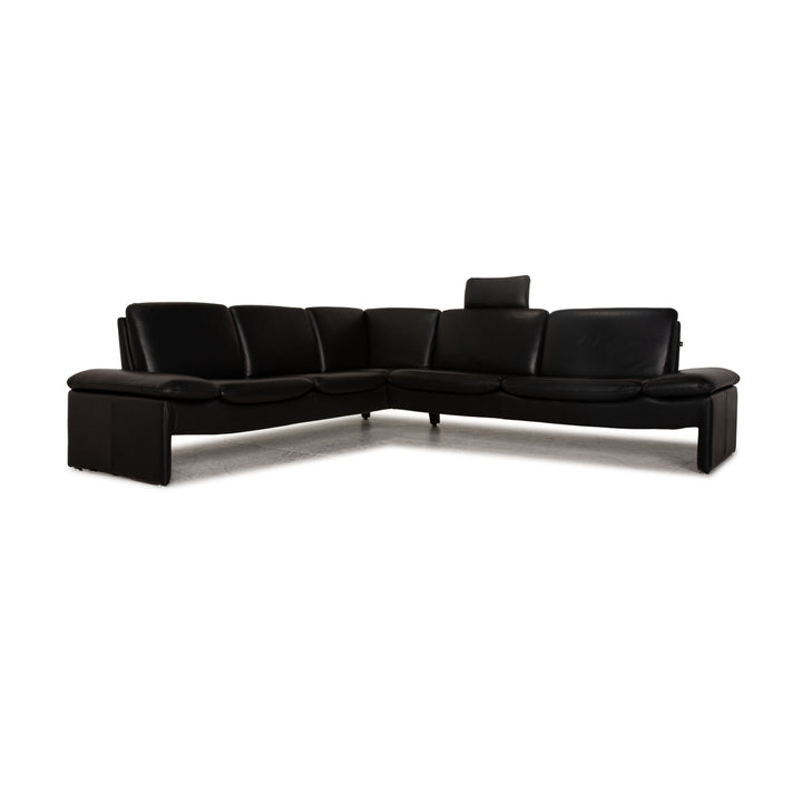 LEU Swiss Baccara leather corner sofa black sofa couch function