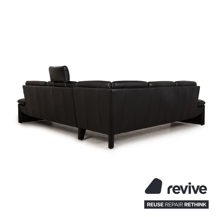 LEU Swiss Baccara leather corner sofa black sofa couch function