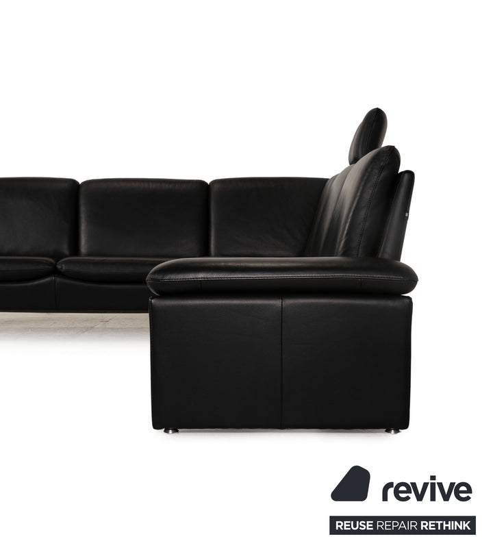 LEU Swiss Baccara leather corner sofa black sofa couch function