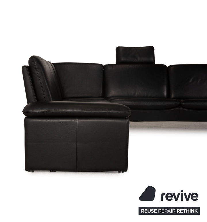 LEU Swiss Baccara leather corner sofa black sofa couch function