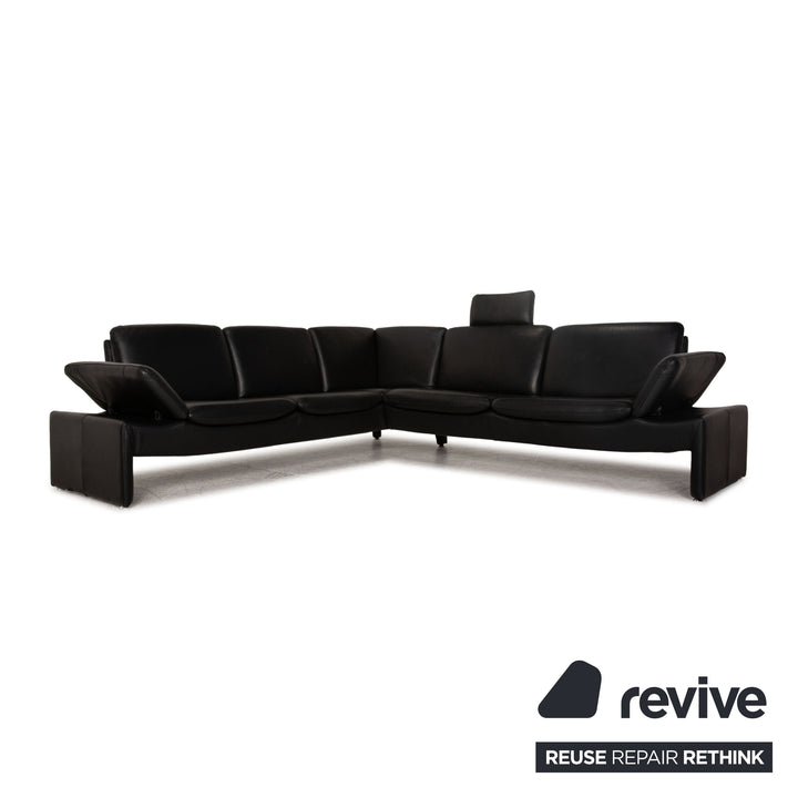 LEU Swiss Baccara leather corner sofa black sofa couch function