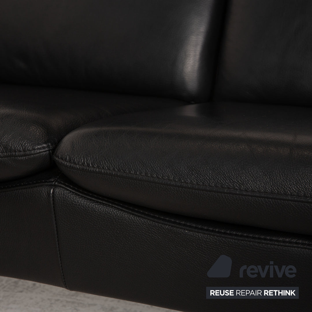 LEU Swiss Baccara leather corner sofa black sofa couch function