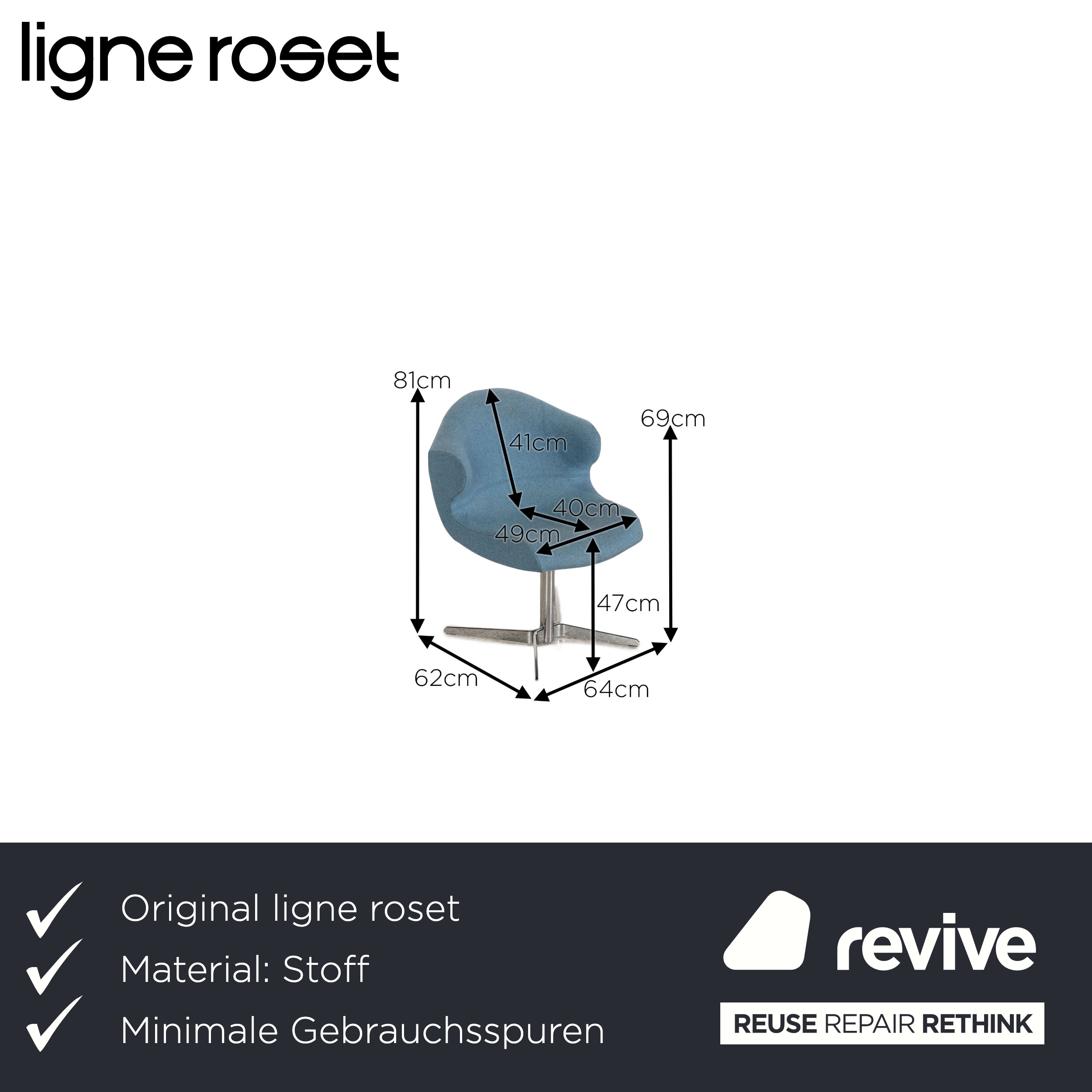 Ligne roset Alster Stoff Stuhl Blau top