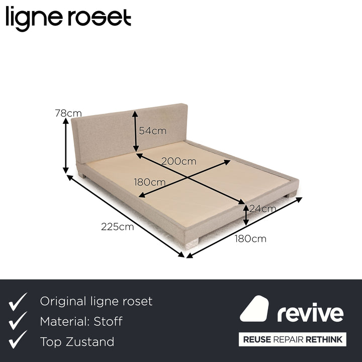 ligne roset Anna fabric bed light gray double bed