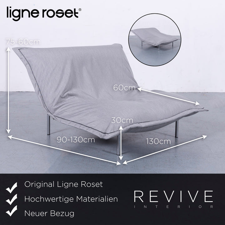 ligne roset Multy Designer Fabric Sofa Armchair Set Gray Two Seater Couch #6510