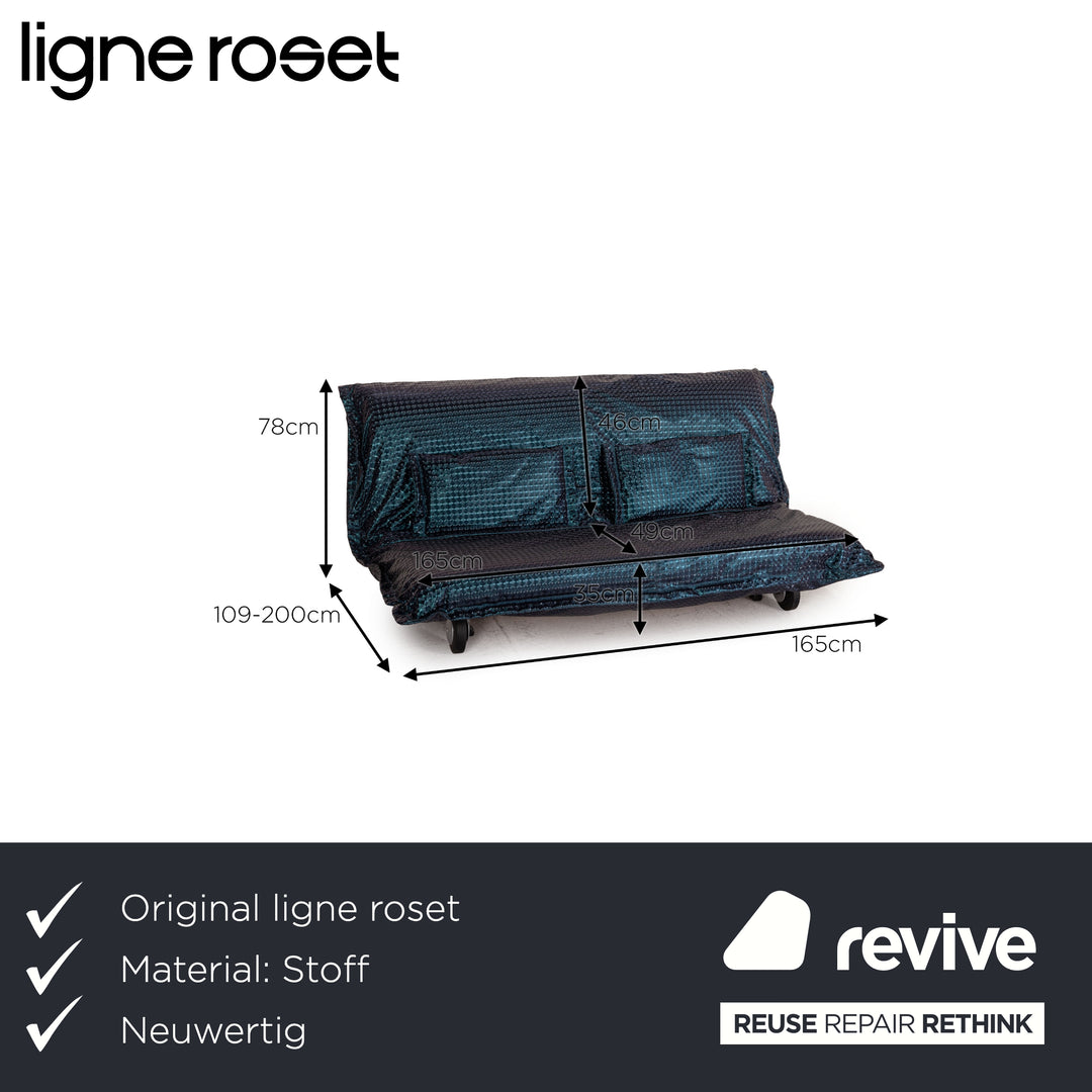 Ligne Roset Calin Fabric Sofa Blue Two Seater Couch Feature