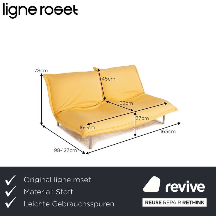 Ligne Roset Calin Fabric Two Seater Yellow Sofa Couch Function