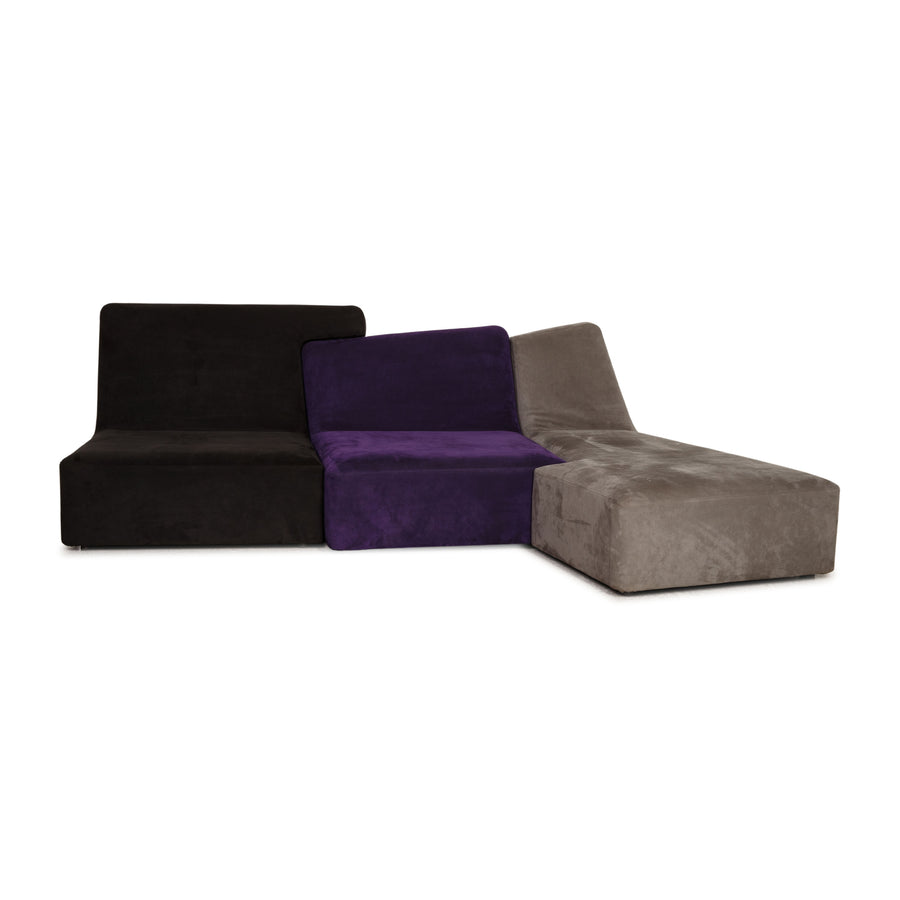 ligne roset Confluences Fabric Corner Sofa Gray Purple Sofa Couch