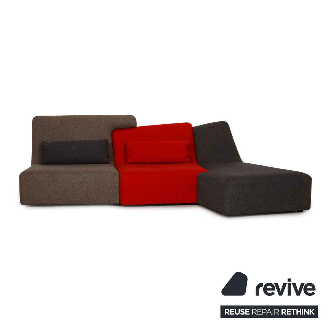 ligne roset Confluences fabric sofa red corner sofa couch incl. stool