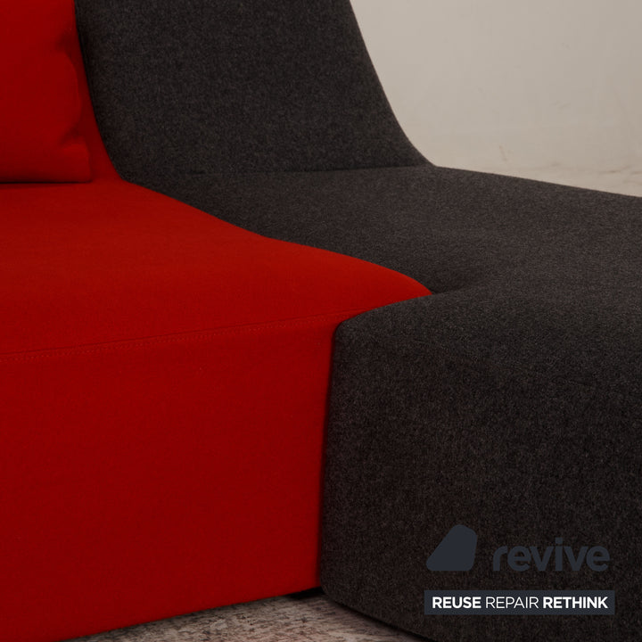 ligne roset Confluences Stoff Sofa Rot Ecksofa Couch inkl. Hocker