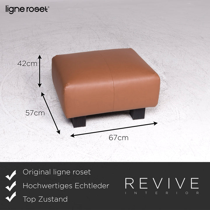 ligne roset leather armchair brown incl. stool #9479
