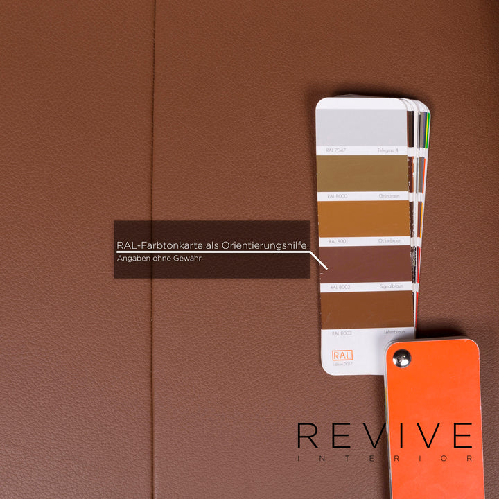 ligne roset leather armchair brown incl. stool #9479