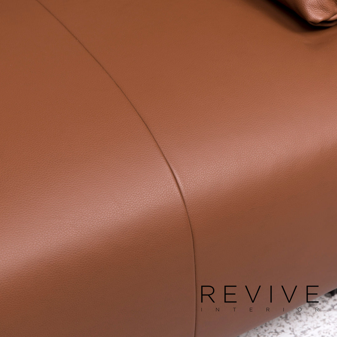 ligne roset leather armchair brown incl. stool #9479