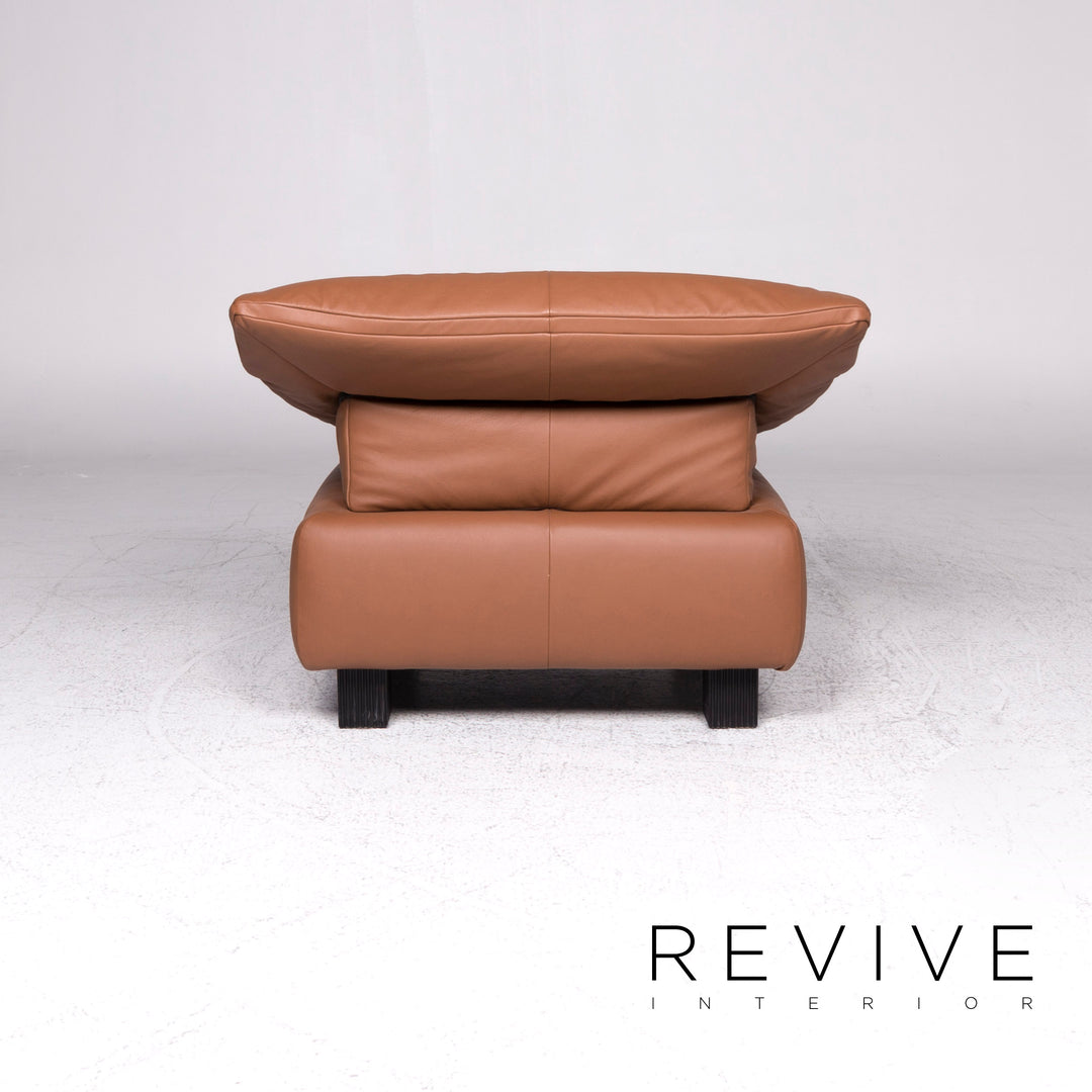 ligne roset leather armchair brown incl. stool #9479