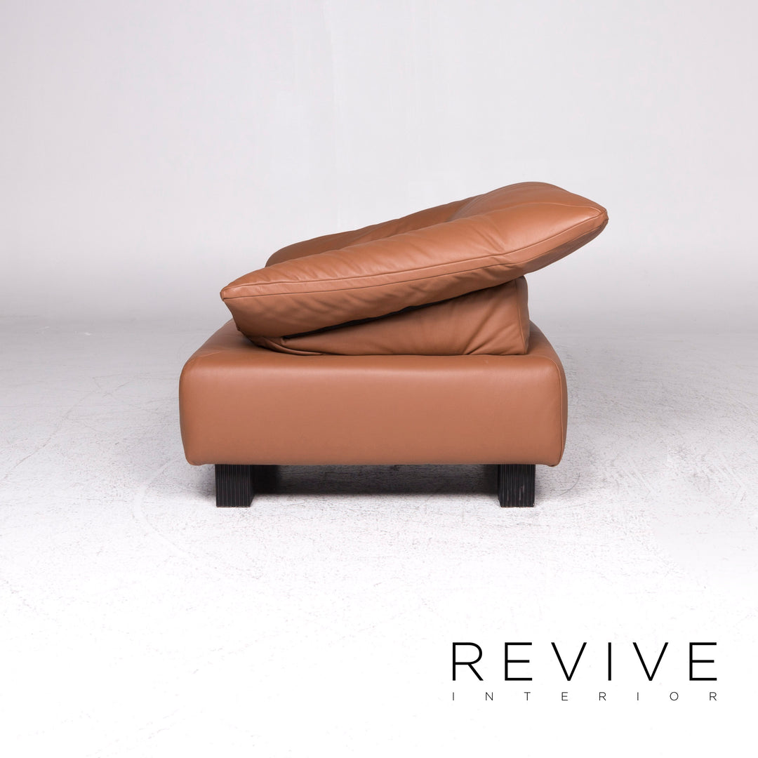 ligne roset leather armchair brown incl. stool #9479