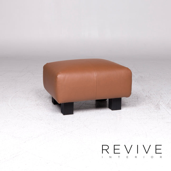 ligne roset leather armchair brown incl. stool #9479