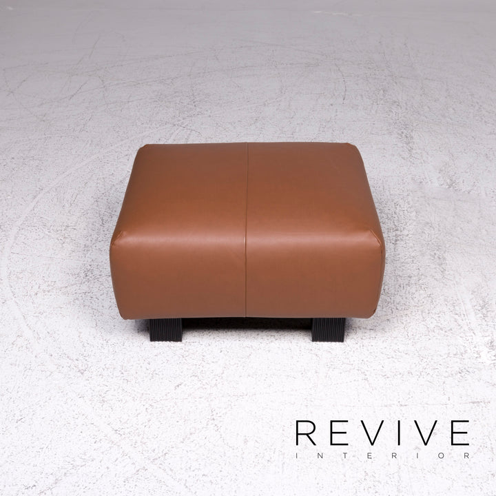 ligne roset leather armchair brown incl. stool #9479