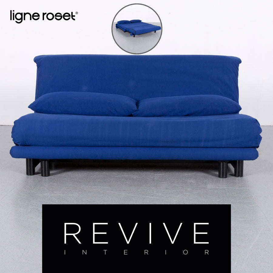Ligne Roset Multy Designer Fabric Sofa Bed Blue Three Seater Couch Feature #5851