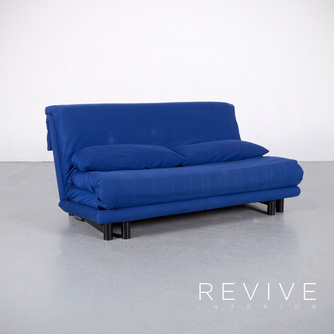 Ligne Roset Multy Designer Fabric Sofa Bed Blue Three Seater Couch Feature #5851
