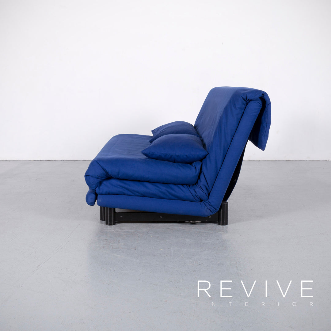 Ligne Roset Multy Designer Fabric Sofa Bed Blue Three Seater Couch Feature #5851