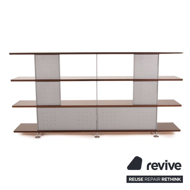 ligne roset wood metal shelf brown gray cabinet