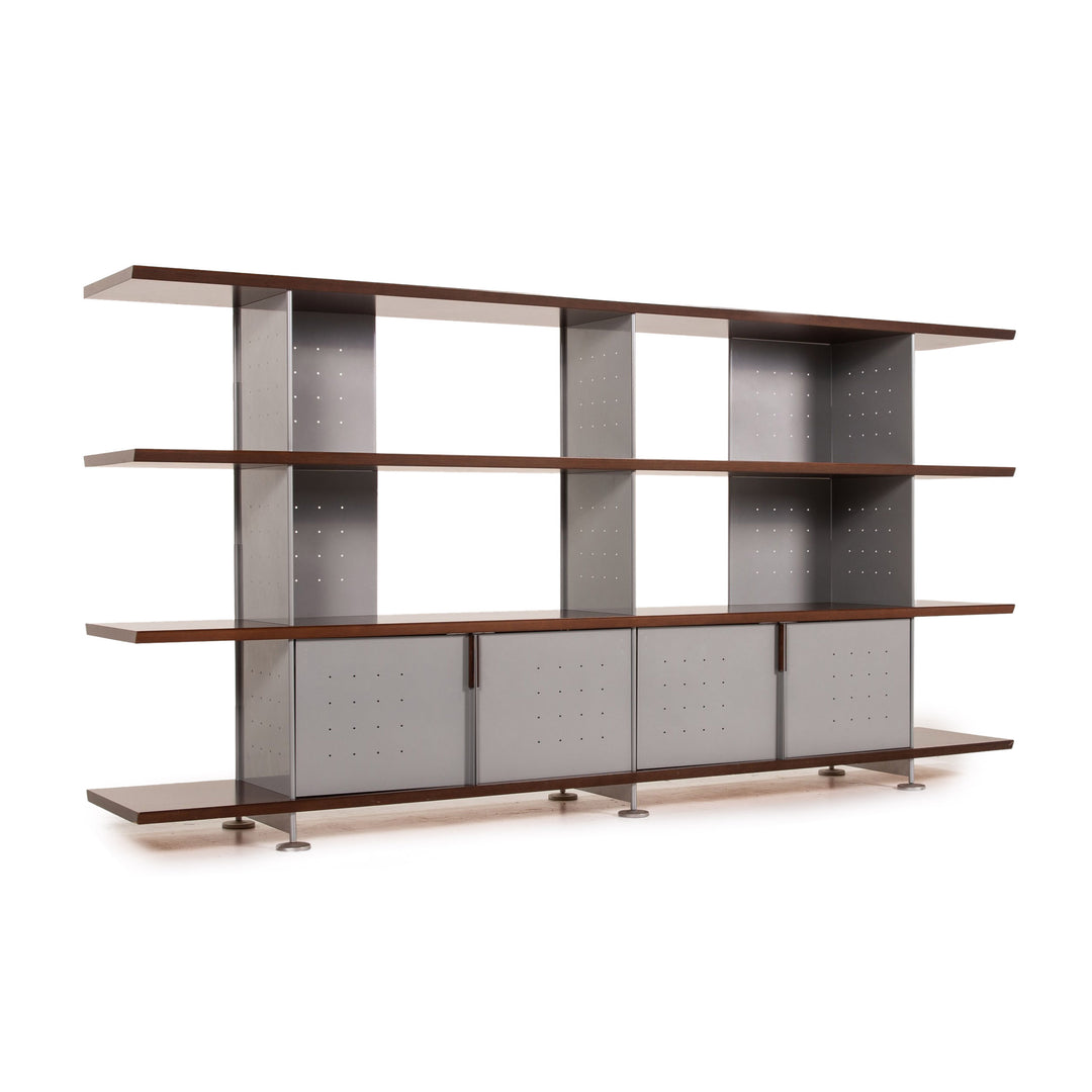 ligne roset wood metal shelf brown gray cabinet