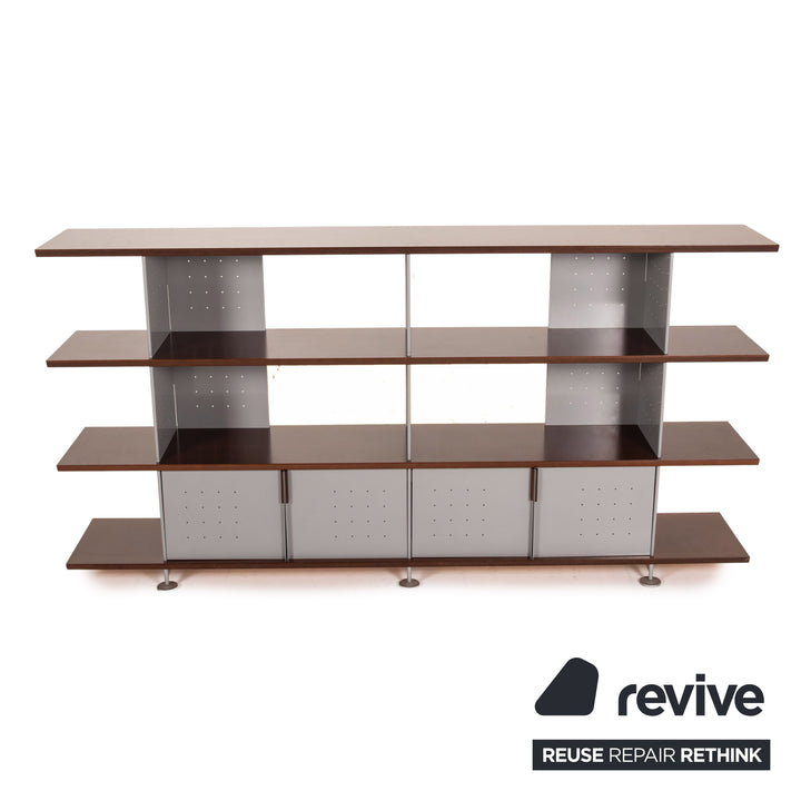 ligne roset wood metal shelf brown gray cabinet