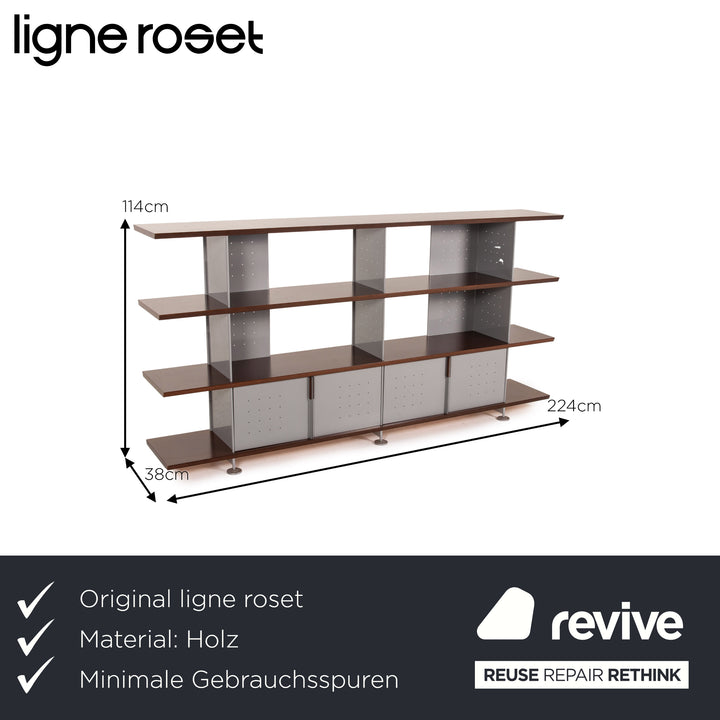 ligne roset wood metal shelf brown gray cabinet