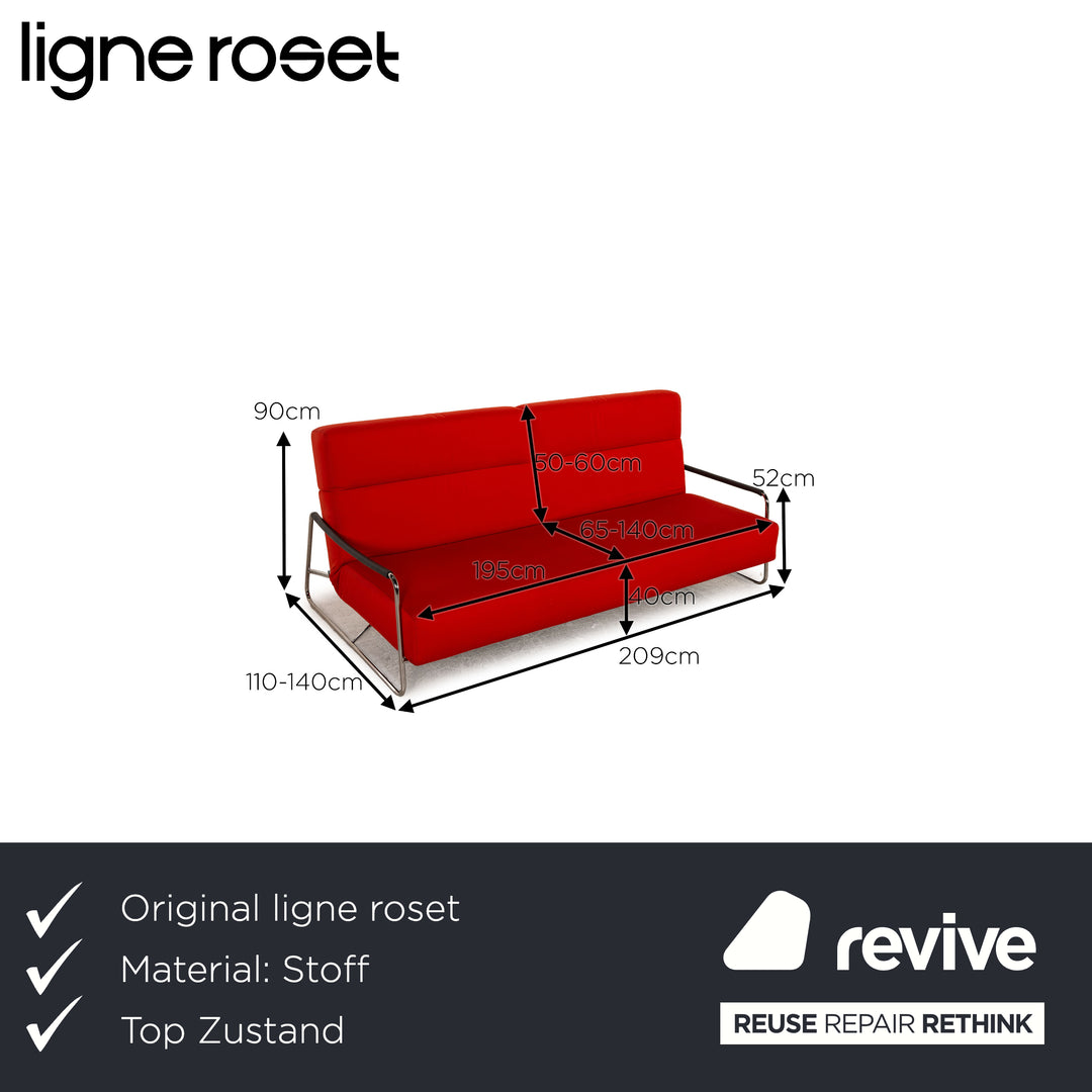 ligne roset Janus fabric sofa red two-seater couch function sleeping function