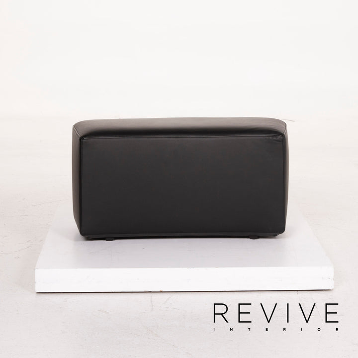 ligne roset leather armchair black incl. stool #15073