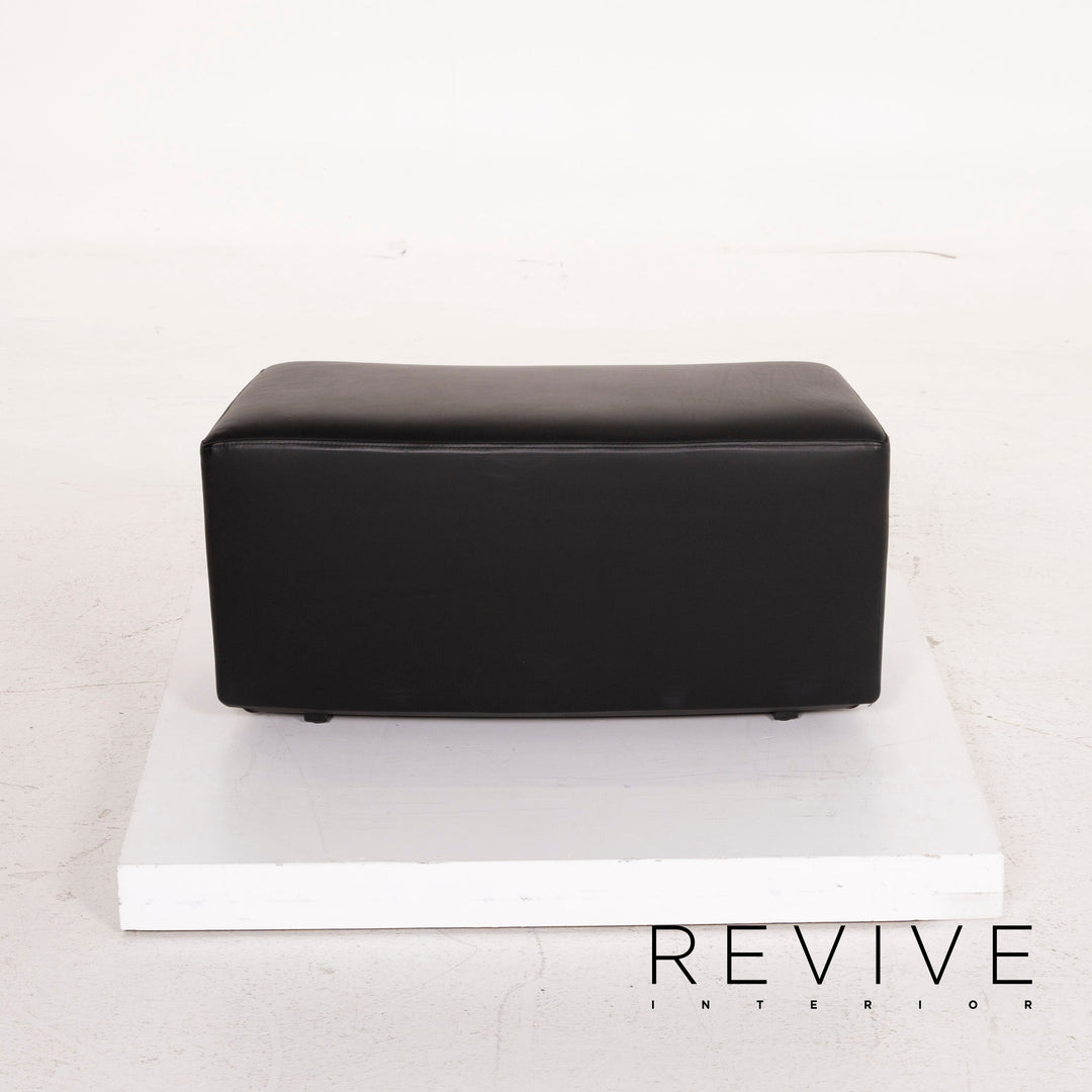 ligne roset leather armchair black incl. stool #15073