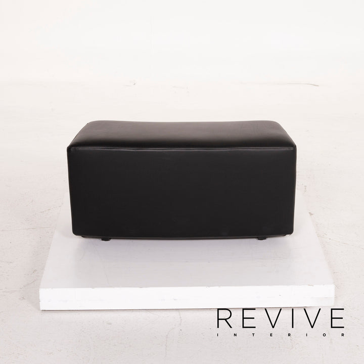ligne roset leather armchair black incl. stool #15073