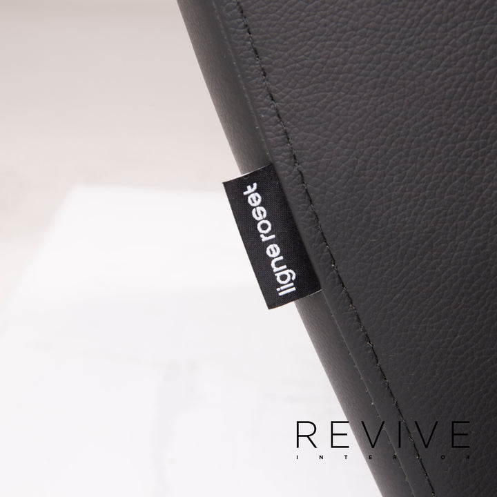 ligne roset leather armchair black incl. stool #15073