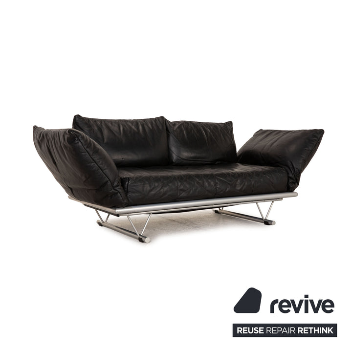 ligne roset Leder Sofa Schwarz Zweisitzer Couch Funktion
