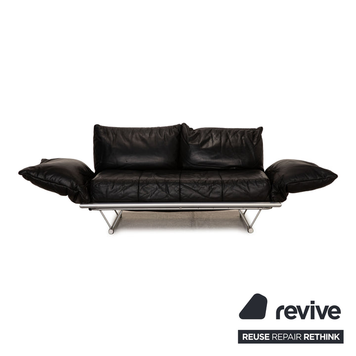 ligne roset Leder Sofa Schwarz Zweisitzer Couch Funktion