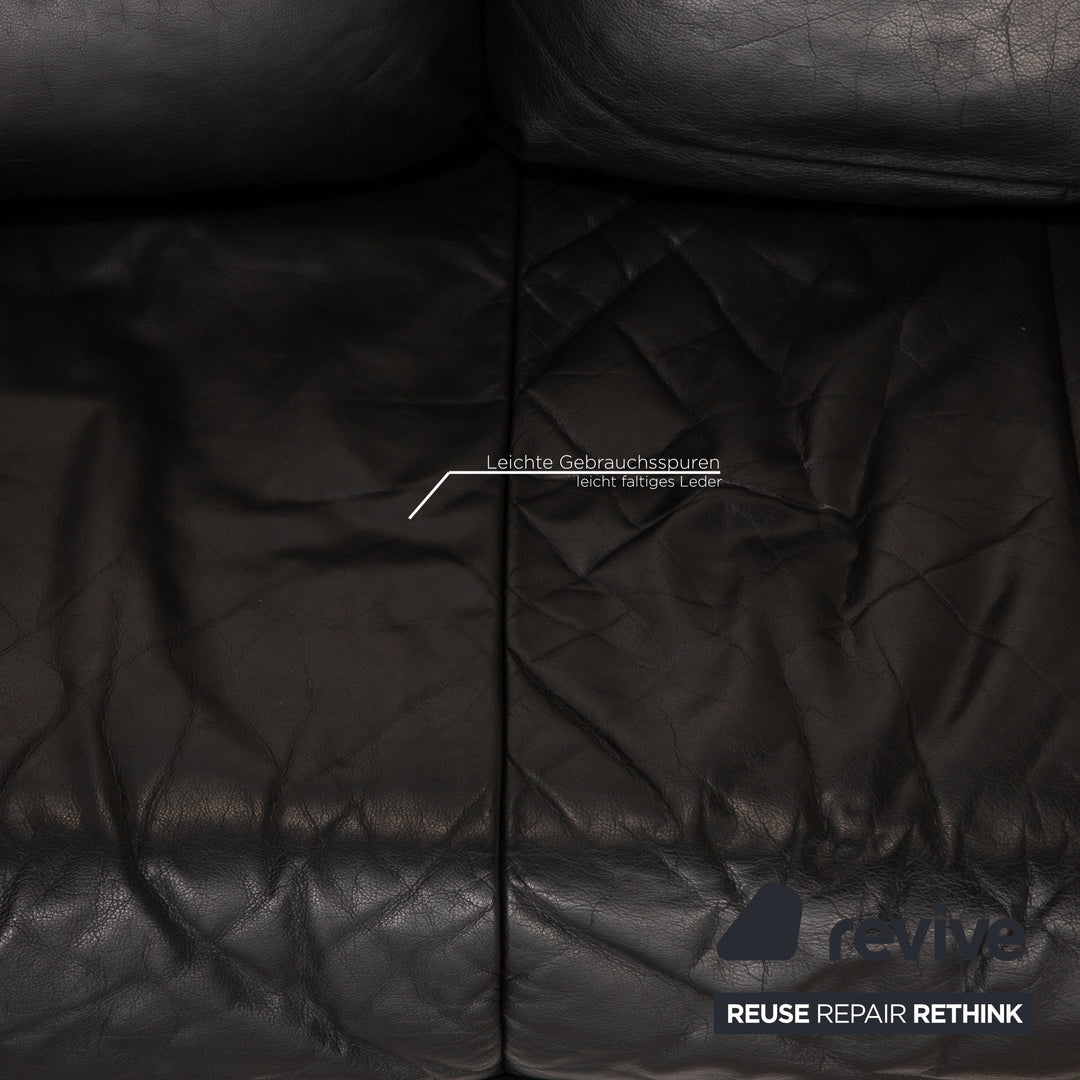 ligne roset Leder Sofa Schwarz Zweisitzer Couch Funktion