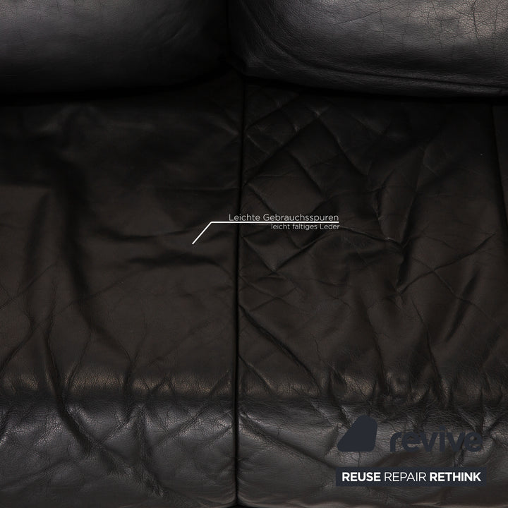 ligne roset Leder Sofa Schwarz Zweisitzer Couch Funktion