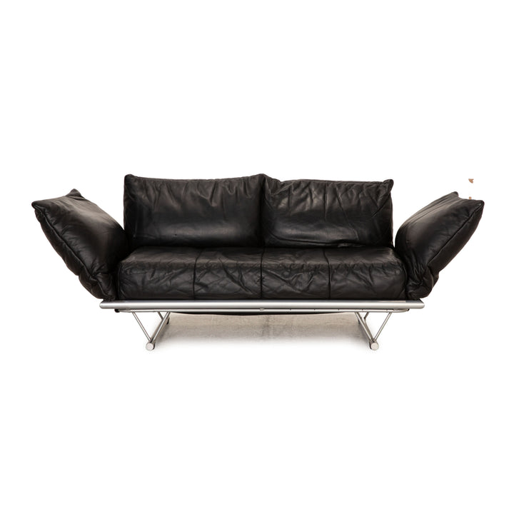 ligne roset Leder Sofa Schwarz Zweisitzer Couch Funktion