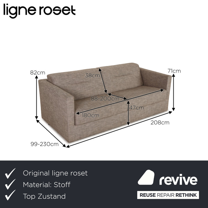 Ligne Roset Mostra Fabric Sofa Gray Two Seater Sleep Function