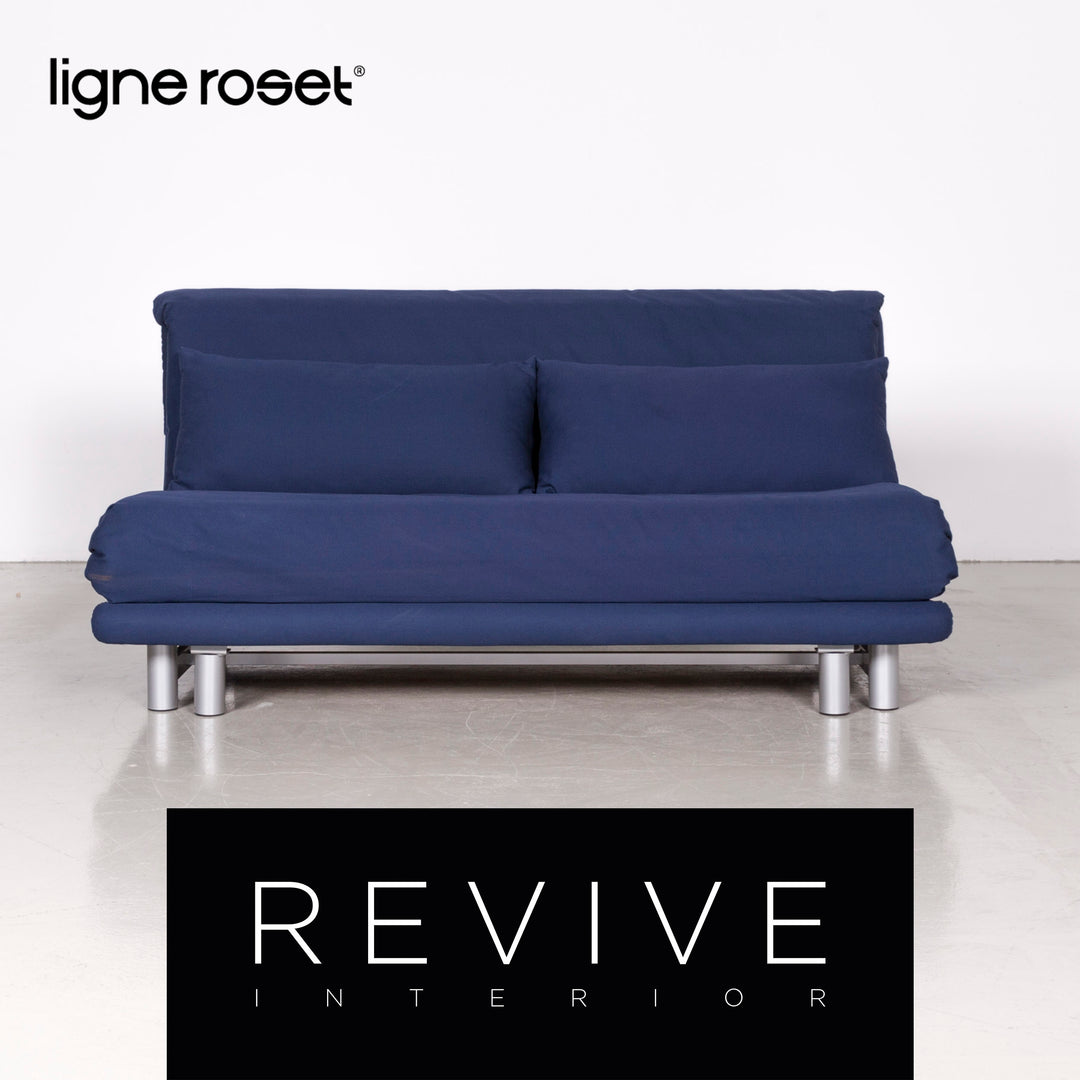 Ligne Roset Multy Designer Fabric Sofa Blue Three Seater Sofa Bed Couch Feature #7066