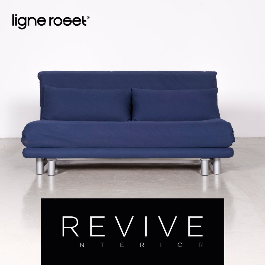 Ligne Roset Multy Designer Fabric Sofa Blue Three Seater Sofa Bed Couch Feature #7066