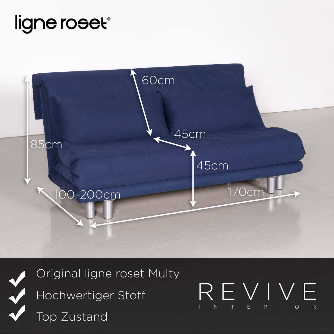 Ligne Roset Multy Designer Fabric Sofa Blue Three Seater Sofa Bed Couch Feature #7066