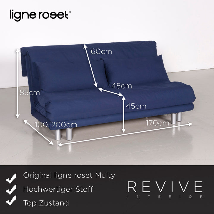Ligne Roset Multy Designer Fabric Sofa Blue Three Seater Sofa Bed Couch Feature #7066