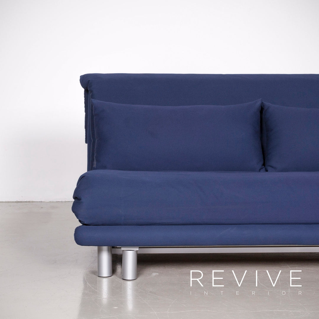 Ligne Roset Multy Designer Fabric Sofa Blue Three Seater Sofa Bed Couch Feature #7066
