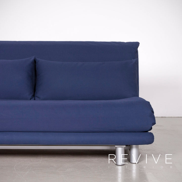 Ligne Roset Multy Designer Fabric Sofa Blue Three Seater Sofa Bed Couch Feature #7066