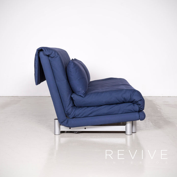 Ligne Roset Multy Designer Fabric Sofa Blue Three Seater Sofa Bed Couch Feature #7066