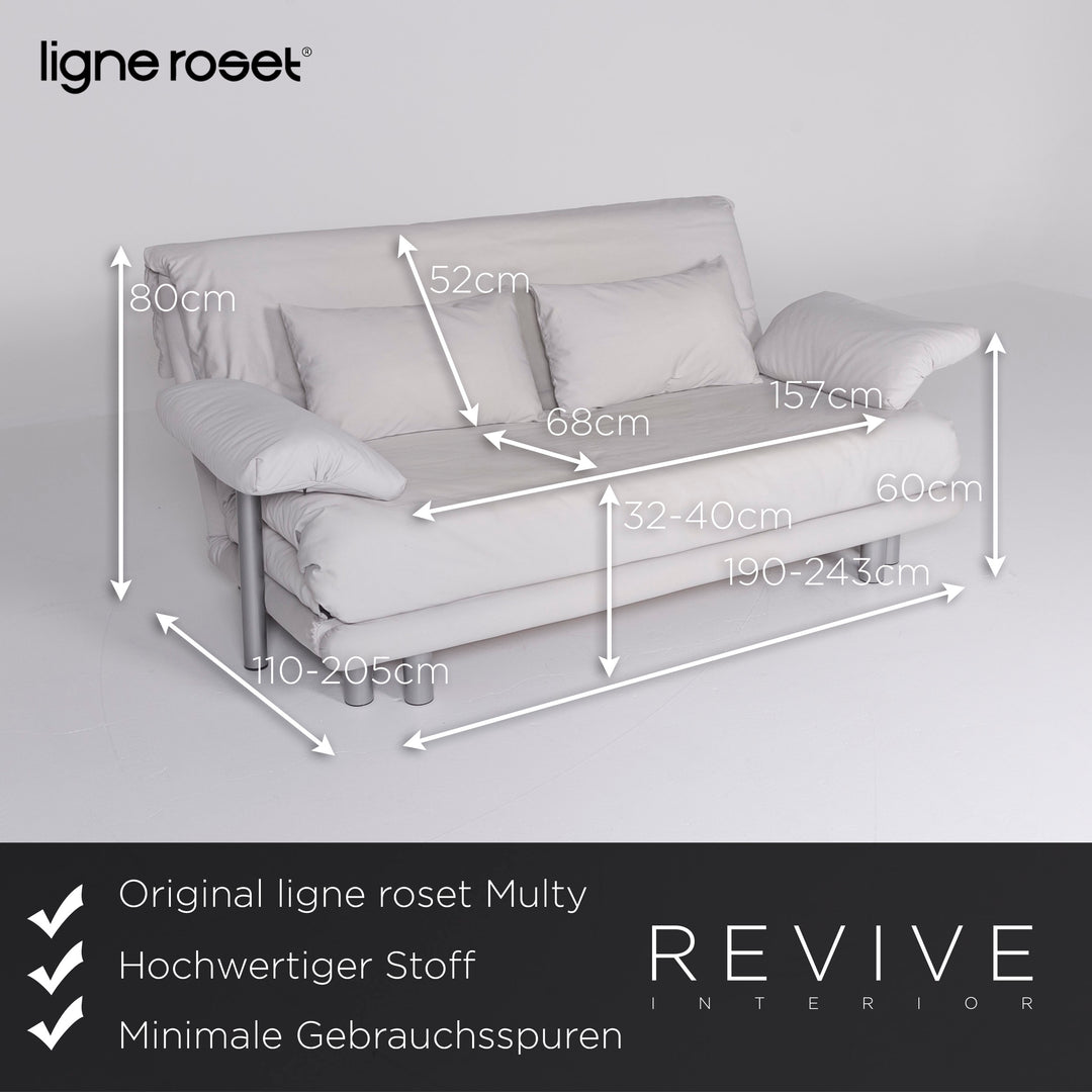 Ligne Roset Multy Designer Fabric Sofa Gray Three Seater Couch Sofa Bed Feature #8170